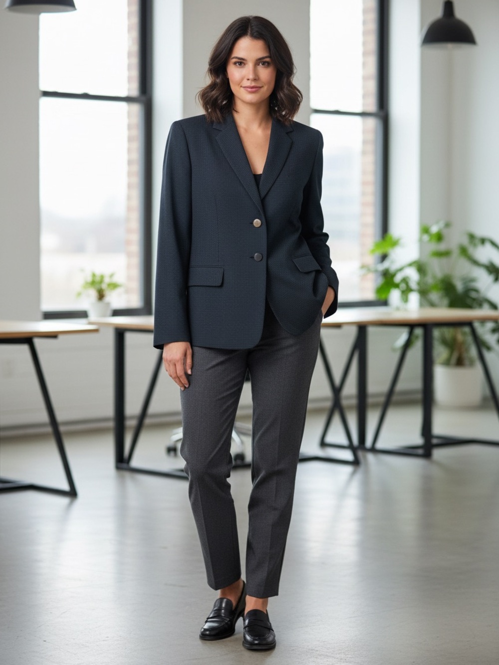 Judith Hart navy polkadot size 4 petitecareer Blazer normcore academia